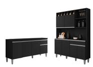 Cozinha Compacta Alice e Balcão Tatiane 150mt Com Tampo Mdp Preto AJL Cozinha Compacta Alice e Balcão Tatiane 150mt Com Tampo Mdp Preto AJL