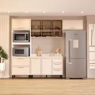 Cozinha Compacta Amara 8 Portas 4 Gavetas com Vidro 40250779 Creme/Branco - Politorno Cozinha Compacta Amara 8 Portas 4 Gavetas com Vidro 40250779 Creme/Branco - Politorno