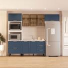 Cozinha Compacta Amara 8 Portas 4 Gavetas com Vidro 40250781 Azul/Branco - Politorno Cozinha Compacta Amara 8 Portas 4 Gavetas com Vidro 40250781 Azul/Branco - Politorno