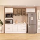 Cozinha Compacta Amara 8 Portas 4 Gavetas com Vidro Branco - Politorno
