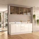 Cozinha Compacta Amara 9 Portas 3 Gavetas com Vidro 40250788 Branco - Politorno Cozinha Compacta Amara 9 Portas 3 Gavetas com Vidro 40250788 Branco - Politorno