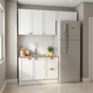 Cozinha Compacta Americana 3 Peças 6 Portas 2 Gavetas com Balcão para Pia Unna Yescasa Branco