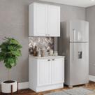 Cozinha Compacta Americana 4 Portas 3 Prateleiras 100% Mdf Branco - Henn