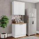 Cozinha Compacta Americana 4 Portas 3 Prateleiras 100% Mdf Branco/Nature - Henn