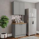 Cozinha Compacta Americana 4 Portas 3 Prateleiras 100% Mdf Cinza/Nature - Henn