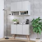 Cozinha Compacta Armário 3 Portas e Balcão para Microondas com Pés Palito Móveis Bonatto