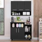 Cozinha Compacta Armário Aéreo de Cozinha e Balcão para Microondas com Rodinhas Móveis Bonatto