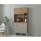 Cozinha Compacta Armário Organizador Duda 90cm Com Gaveta Damasco/ripado Offwhite
