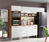 Cozinha Compacta Atenas Com Balcão 120cm com Tampo MDP - Cinamomo/Branco Aramóveis