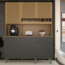 Cozinha Compacta Bela Arte 6 Portas 1 Gaveta 100% Mdf Cinamomo/Chumbo - Panorama Móveis
