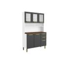 Cozinha Compacta Bella c/ 6 Portas (3 c/ Vidro) e 2 Gavetas 120cm Grafite - Bertolini