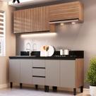 Cozinha Compacta Cedro 8 Portas 3 Gavetas Montana/Fumê - Quiditá Móveis