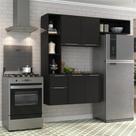 Cozinha Compacta Com Armário e Balcão Multimóveis Preta Cozinha Compacta Com Armário e Balcão Multimóveis Preta