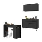 Cozinha Compacta Com Bancada Americana 1 Porta Veneza Multimóveis Mp2207 Preto Preto