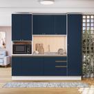 Cozinha Compacta com Kit Forno Celeste Kappesberg 100% MDF Branco/Azul 240cm