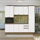 Cozinha Compacta com Kit Forno Celeste Kappesberg 100% MDF Nogueira/Branco 240cm Cozinha Compacta com Kit Forno Celeste Kappesberg 100% MDF Nogueira/Branco 240cm