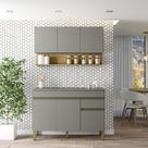 Cozinha Compacta com Tampo 120cm 6 Portas 1 Gaveta Line Kits Paraná