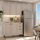 Cozinha Compacta com Tampo 6 Portas 3 Gavetas Iluminata