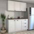Cozinha Compacta com Tampo Essenza 5 Portas 3 Gavetas Branco Fosco - Panorama Móveis Cozinha Compacta com Tampo Essenza 5 Portas 3 Gavetas Branco Fosco - Panorama Móveis
