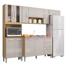 Cozinha Compacta Completa 244cm com Balcão e Pia Inox Livy Z46 Damasco/Poff White - Mpozenato