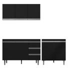 Cozinha Compacta Completa Andréia 03 Peças Aéreo 120cm Balcão Pia e Cooktop Preto - Desk Design