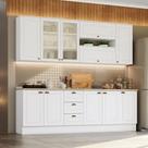 Cozinha Compacta De 7 Peças C/ Aéreo De Vidro Branco Cozinha Compacta De 7 Peças C/ Aéreo De Vidro Branco