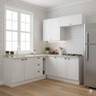 Cozinha Compacta de Canto 6 peças Para Pia e Cooktop Sophia/Americana Henn - Branco/Calcare