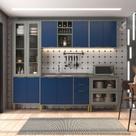 Cozinha Compacta Domus 10 Portas 5 Gavetas com Vidro Silver/Royal - Hecol Móveis