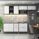 Cozinha Compacta Domus 6 Portas 5 Gavetas Silver/Branco - Hecol Móveis