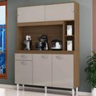 Cozinha Compacta Duda 120cm 5 Portas 1 Gaveta - Poquema Castanho/Off White