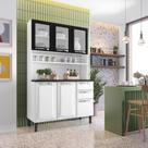 Cozinha Compacta em Aço 120cm 6 Portas 3 de Vidro 2 Gavetas Pratika Itatiaia