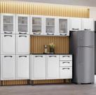 Cozinha Compacta em Aço 4 Peças com 12 Portas e 2 Gavetas