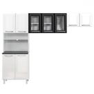 Cozinha Compacta em Aço Topázio 9 Portas com Vidro Branco Preto - Telasul