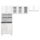 Cozinha Compacta em Aço Topázio 9 Portas com Vidro Branco - Telasul Cozinha Compacta em Aço Topázio 9 Portas com Vidro Branco - Telasul
