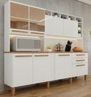 Cozinha Compacta em MDF 8 Portas 2 Gavetas Millena Com Vidro Reflecta Yescasa