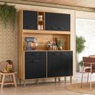 Cozinha Compacta Erva Doce 140 6 Portas 1 Gaveta Freijó/Preto Esfera - Nicioli
