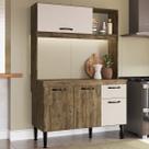 Cozinha Compacta Gaby 4 Portas 1 Gaveta com Tampo Itauba/Off White - Pnr Móveis