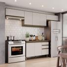 Cozinha Compacta Genius 8 Portas 2 Gavetas 100% Mdf Duna/Cristal - Pnr Móveis