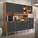 Cozinha Compacta Hortelã 8 Portas 2 Gavetas Ipê/Chumbo - Nicioli Cozinha Compacta Hortelã 8 Portas 2 Gavetas Ipê/Chumbo - Nicioli