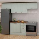 Cozinha Compacta Iluminata 7 Portas 3 Gavetas 100% Mdf Mint/ébano - Genialflex