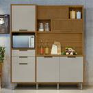 Cozinha Compacta Imperatriz MDF Com 6 Portas Marrom Freijó Off White