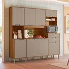 Cozinha Compacta Iúna 8 Portas 2 Gavetas Ipê/Fendy - Nicioli