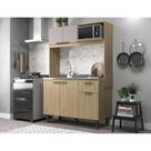 Cozinha Compacta Júlia J Carvalho 120cm MDP Dourado e Fumê 5 Portas 1 Gaveta Pés Reguláveis
