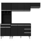 Cozinha Compacta Kimberly com Balcão 2 Portas + Armário Aéreo Geladeira Preto