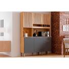 Cozinha Compacta Kit Moscato c/ 6 Portas e 1 Gaveta 197x151cm Amendoa/Grafite - Ronipa Cozinha Compacta Kit Moscato c/ 6 Portas e 1 Gaveta 197x151cm Amendoa/Grafite - Ronipa