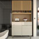 Cozinha Compacta Luz 1 Gaveta 4 Portas 100% Mdf Amêndoa/Off White - Panorama Móveis