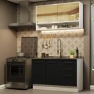 Cozinha Compacta Madesa Agata 120002 com Armário e Balcão (Sem Tampo e Pia) - Branco/Preto Cozinha Compacta Madesa Agata 120002 com Armário e Balcão (Sem Tampo e Pia) - Branco/Preto