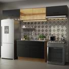 Cozinha Compacta Madesa Agata Armário e Balcão Rustico Preto