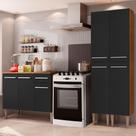 Cozinha Compacta Madesa Emilly Front com Balcão e Paneleiro - Rustic/Preto Cozinha Compacta Madesa Emilly Front com Balcão e Paneleiro - Rustic/Preto