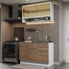Cozinha Compacta Madesa Glamy 120002 com Armário e Balcão (Sem Tampo e Pia) - Branco/Rustic Cozinha Compacta Madesa Glamy 120002 com Armário e Balcão (Sem Tampo e Pia) - Branco/Rustic